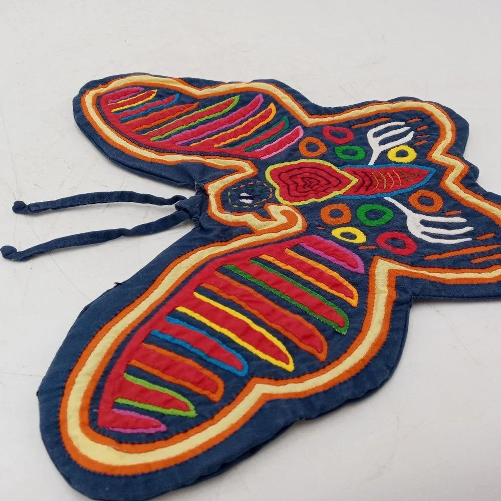 Butterfly Applique Textile Art Tapestry Colorful Boho Tapestry 12 Inch Stripes